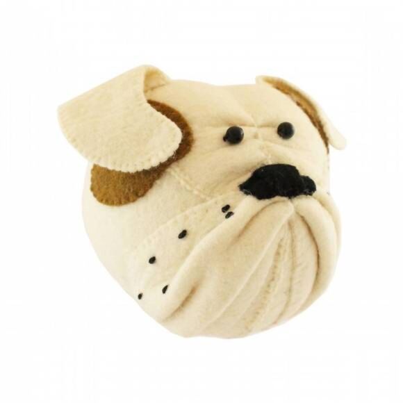 Fiona Walker England Bulldog Dog Nursery Felt Animal Head Decor - Picture 1 of 13